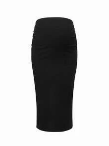 SHEIN 可调节腰围孕妇铅笔裙 - 彩色 - 查看 8