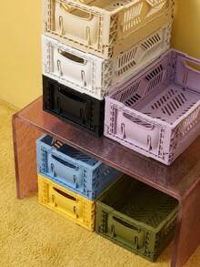 Joivida 1个彩色塑料可折叠收纳篮，非常适合收纳和日常使用，易于组装，可用于厨房、浴室、办公室、客厅、教室、宿舍等场所。 - 彩色 - 查看 9