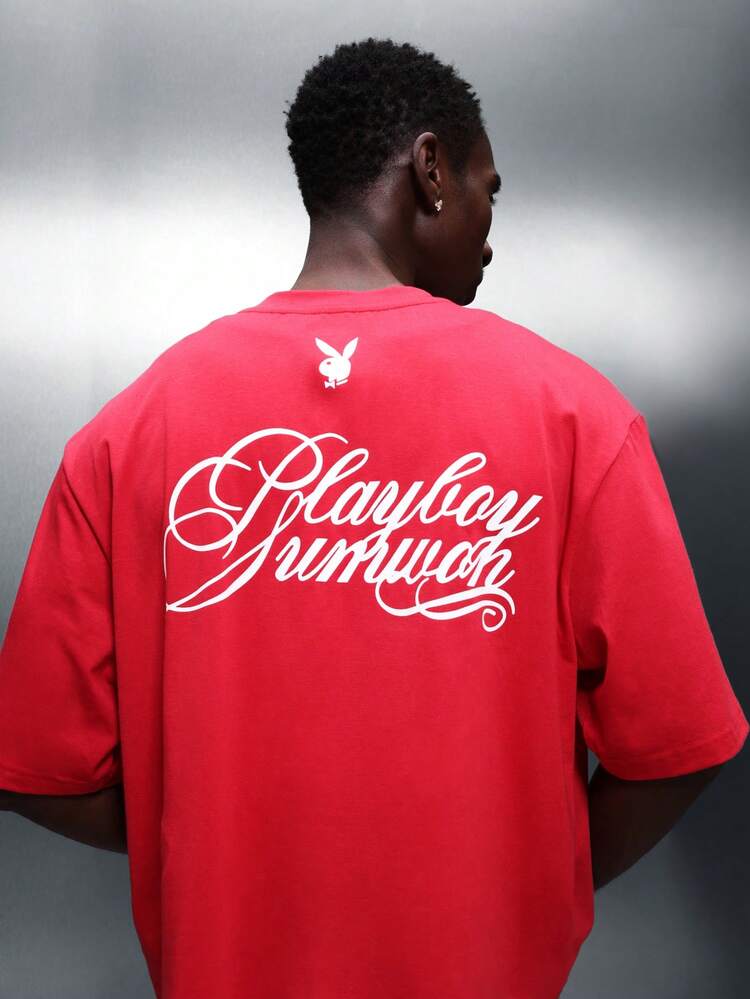 PLAYBOY X SUMWON Kurz geschnittenes Grafik-T-Shirt mit Schriftzug-Logo