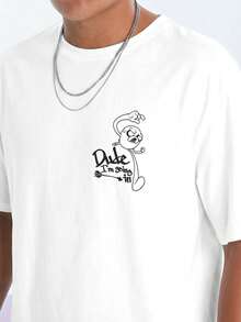 ADVENTURE TIME X SHEIN Men's Casual Loose Knit Cartoon Graphic Short Sleeve T-Shirt