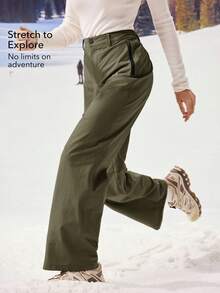 OutZeal Quần nữ dã ngoại chống thấm nước, ống loe rộng, có túi khóa kéo, thích hợp cho leo núi, cắm trại. - xanh quân đội - Xem 3