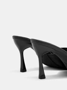 CUCCOO CURVES Ciabatte nere classiche da donna con vestibilità ampia, sandali comodi con tacco basso adatti per pendolarismo, appuntamenti, riunioni, vacanze, feste e varie occasioni - Notte tranquilla nera - Visualizzare 9