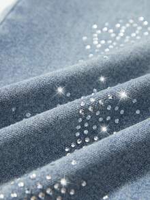 ROMWE MEN Street Life Jeans acampanados casuales para hombres con aplicaciones de rhinestones lavados - Bronce - Ver 3