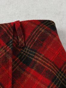 GlowEve CURVE Top à manches longues en tricot de couleur unie élégant et polyvalent pour femmes grandes tailles, pour le travail ou les occasions décontractées. Jupe plaid vintage française convenant pour la remise des diplômes, les trajets domicile-travail et les occasions décontractées. Jupe à carreaux rouges classique pour femmes. - Multicolore - Voir 5