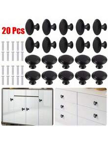 20 Buah Gagang Kabinet Stainless Steel Matte - Mudah Dipasang, Kenop Tarik Pintu Bulat, Cocok untuk Kabinet Dapur dan Kamar Mandi - MultiWarna - View 2