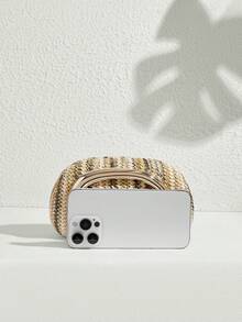 SHECARRY 女士时尚金属光泽晚宴手拿包，完美搭配新娘伴娘、派对包，适合派对、婚礼、舞会、晚宴/宴会，可搭配节日派对礼服、晚礼服和亮片连衣裙。 - 杏色 - 查看 5