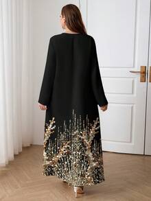 Al Najma Plus Size Casual Minimalist V-Neck Arabic Style Dress Plus Long Dress Dress Modest - Multicolor - View 2