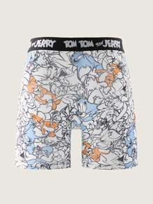 TOM & JERRY X SHEIN Men's Comfortable Soft Letter Tape Cartoon Pattern Boxer Briefs