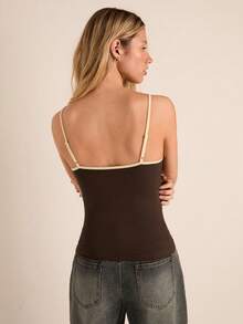 Easelle Camiseta de tirantes casual y versátil con estampado de eslogan y cerezas para mujer - Marrón - Ver 6