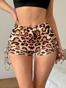 Slayform Quần short thể thao cạp cao gợi cảm họa tiết da báo, có dây rút. - Nhiều màu - Xem 3