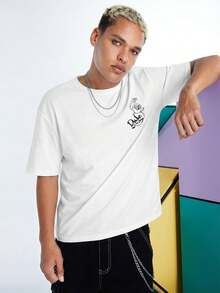 ADVENTURE TIME X SHEIN Men's Casual Loose Knit Cartoon Graphic Short Sleeve T-Shirt