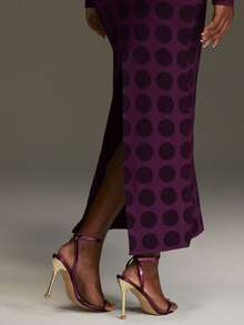 NYA SZN Dress Long Sleeve Fitted Bodycon Turtle Neck Slit Cut Out Midi Length Everyday Casual Business Casual Office Back To School Party Club Evvent Ibiza Holiday Green Knitwear Knit Fall Winter Outfits For Women - Purple - View 6