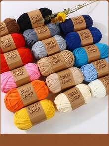 3件套手工编织布袋 DIY彩色扁平丝带拖鞋收纳篮靠垫粗毛线球 - 彩色 - 查看 1