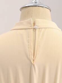 Tween Girls' Elegant Elegant High-End Apricot Sleeveless Round Neck Design Waist Snug Fit Luxurious Pleated Dress - Apricot - View 7