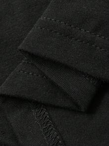 DAZY 少女针织蝴蝶装饰不对称肩短袖T恤，秋季款 - 黑色 - 查看 8