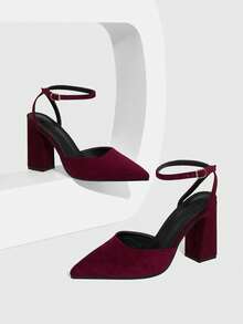 CUCCOO SZL Damen Schuhe mit grobem Absatz, Knöchelriemen, vielseitig einsetzbar für Party, Bankett und Alltag, spitzer Absatz