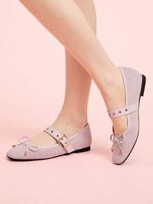 CUCCOO DOLLMOD Giày bệt đi làm đa năng thời trang nữ có trang trí nơ - Màu Hồng baby - Xem 8