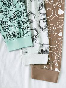 6pcs Boys' Casual Printed Pattern Long Sleeve Top And Pants Comfortable Pajama Set Tween Boys Pajamas-Pajama Set Crew Neck Long Sleeve Top Long Pants Game Controller Print Multi Color Options All Season 2026 New Year Essential - Multicolor - View 8