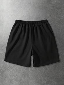 ROMWE MEN Men's Casual Printed Shorts - Black - View 2