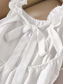 CosyJoli Plus Size Women Ruffle Trim Casual Camisole Top With Bowknot Back, Summer Tops - White - View 4