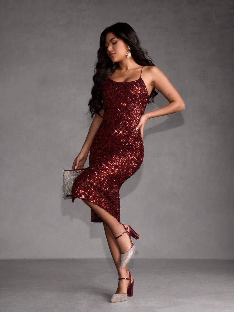 CUCCOO SZL Women's Burgundy Elegant Pointed Toe High Heel Pumps, Rhinestone Decor Chunky Heel Sexy Versatile High Heels, Alluring Party Sexy Ankle Strap High Heel Shoes, Suitable For Office, Outdoor, Wedding, Banquet, Party, Spring, Easter