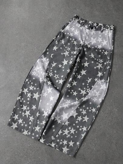 Pantalon casual de rue rigide pour hommes avec jambes larges et imprimé