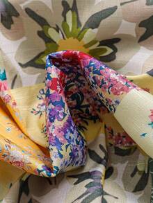 Sunspun Quần ống rộng họa tiết hoa nhí chắp vá cổ điển, kiểu dáng thanh lịch thường ngày, đầm yếm rộng rãi thoải mái, đa năng, thiết kế độc đáo dành cho nữ, thích hợp cho mùa xuân/hè. - Nhiều màu - Xem 4