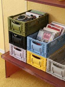 Joivida 1个彩色塑料可折叠收纳篮，非常适合收纳和日常使用，易于组装，可用于厨房、浴室、办公室、客厅、教室、宿舍等场所。 - 彩色 - 查看 5