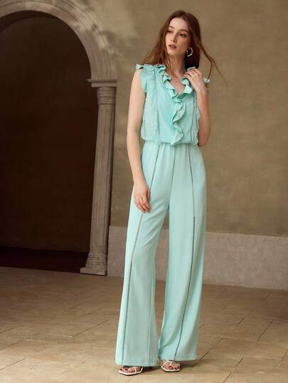 MOTF PREMIUM 女士荷叶边蕾丝浪漫约会无袖连体裤，春夏款