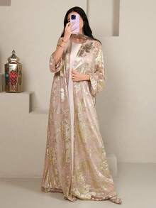 Al Najma Áo khoác cardigan cao cấp, sang trọng, xếp ly, chất liệu vải ánh kim, thích hợp cho tiệc tùng và nghỉ dưỡng. - Nhiều màu - Xem 7