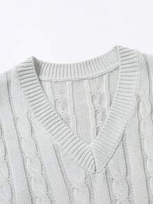 Claim Dot Áo vest len nam cổ chữ V, kiểu dáng xoắn cáp, thoải mái, đa năng. - Màu Xám nhạt - Xem 5