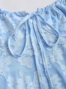 Sweetra Vestido de línea A para vacaciones, con textura plisada y efecto estilizante, estilo Y2K sexy - Azul - Ver 3