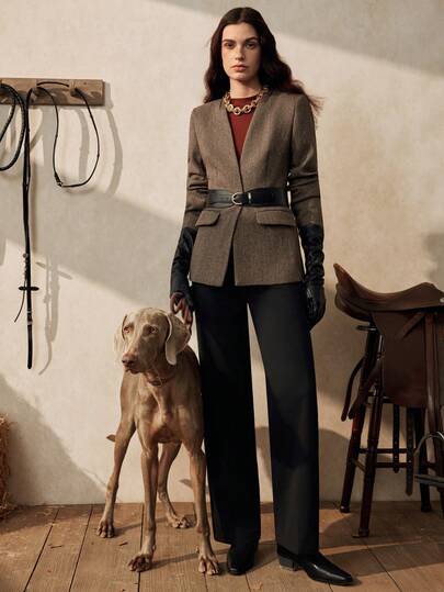 Zovinel Coffee-Colored Elegant Minimalist Versatile Long Sleeve Blazer