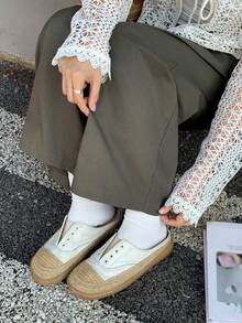 FRIFUL Women's Solid Color Side Pocket Straight Leg Casual Loose Fit Pants, Versatile For Autumn/Winter - Green - View 5