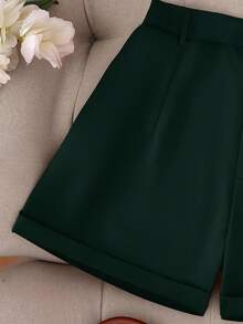 SHEIN Clasi 大码女式时尚休闲短裤 - 墨綠色 - 查看 7