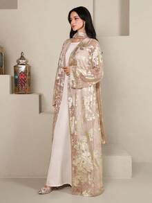 Al Najma Áo khoác cardigan cao cấp, sang trọng, xếp ly, chất liệu vải ánh kim, thích hợp cho tiệc tùng và nghỉ dưỡng. - Nhiều màu - Xem 3