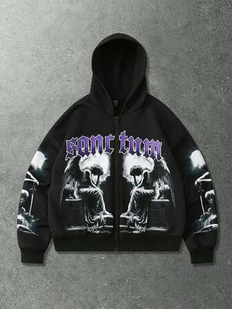 Sudadera estampada para hombre, estilo callejero retro