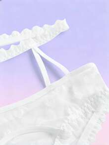FeverCity Men's Heart Mesh Patchwork Hollow Out Sexy Briefs - White - View 5