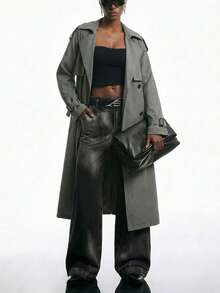 LYSMO 秋冬季双排扣系带风衣