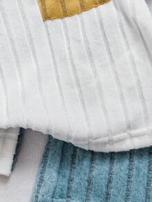 Souflis Souflis 2pcs Baby Boy Ribbed Colorblock Blue & White Top With Pants Set,Casual Summer Outfit For Toddler Boy,Knitted Beach Wear,Comfortable Two Piece Set - Multicolor - View 10