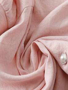 EMERY ROSE Áo sơ mi ngắn tay một hàng cúc thanh lịch, thời trang dành cho nữ cỡ lớn, thích hợp cho mùa hè. - Hồng - Xem 3