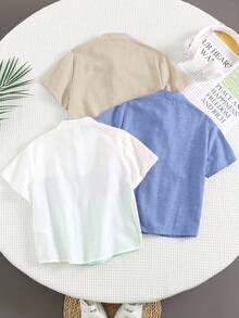 SHEIN Buy 2 Get 1 Free 3pcs/Set Young Boys' Casual Daily Versatile Colorblock Collar Short Sleeve Woven Shirts, Suitable For Spring/Summer, Daily Wear, Sports, Outings, School, Gatherings, Festivals, Photo Shoots, Back To School Season - Multicolor - View 2