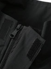 Aesthetic Post Plus Size Men's Casual Jacket, Stand Collar, Large Graphic Print, Sporty Design, Versatile, Suitable For Young Couples,Vintage,Vacation,I Love My Boyfriend,Plus Size Men - Black - View 4