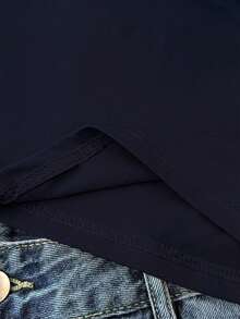 SHEIN 少女骑士印花圆领插肩短袖休闲T恤 - 藏蓝色 - 查看 6