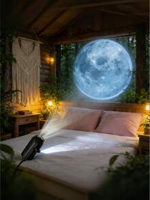 Teckwe 1 Piece ABS Material LED Starry Sky Moon Night Light Dimmable Long Lasting Quiet Operation Easy To Use USB Powered Soft Light Logo Projection Creative Star Pattern Romantic Ambient Lighting - Multicolor - View 5