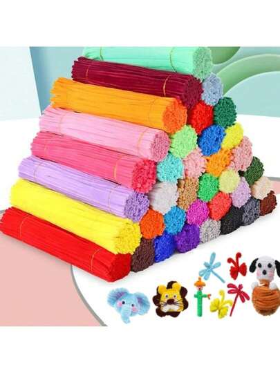 201pcs Pipe Cleaner Craft Set, Includes 200pcs Pipe Cleaners And 1Pc Glue Stick, Bulk Pipe Cleaners Craft Supplies For DIY Art & Creative Crafts Decoration
