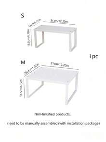 1 Piece Kitchen Countertop Flat Storage Rack, Home Storage Rack Spice Rack Single-Layer Bracket Dish Rack Carbon Steel Countertop Multi-Functional Stackable Rack Valentine's Day, Valentines Wedding, Birthday,Storage,Kitchen Organiser,Shelf,Kitchen Organization And Storage,Kitchen Accessories, - White - View 8