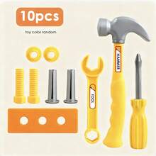 MINKOJA 10/19/30件套儿童过家家工具箱套装，含螺丝刀，逼真工具玩具，适合男孩女孩的互动游戏套装，生日礼物 - 彩色 - 查看 6