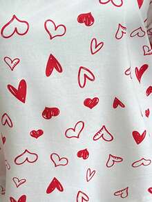 Plus Size Heart Print Crew Neck Long Sleeve Pajama Set, Valentine's Day Print Sleepwear Curve Pajamas Set Women Pjs Set Pajama Sets For Women Long Sleeve Heart Pajama Set Comfy Pajamas Set - Multicolor - View 7