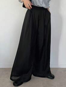 FRIFUL 女士网眼拼接喇叭长裤 - 黑色 - 查看 4